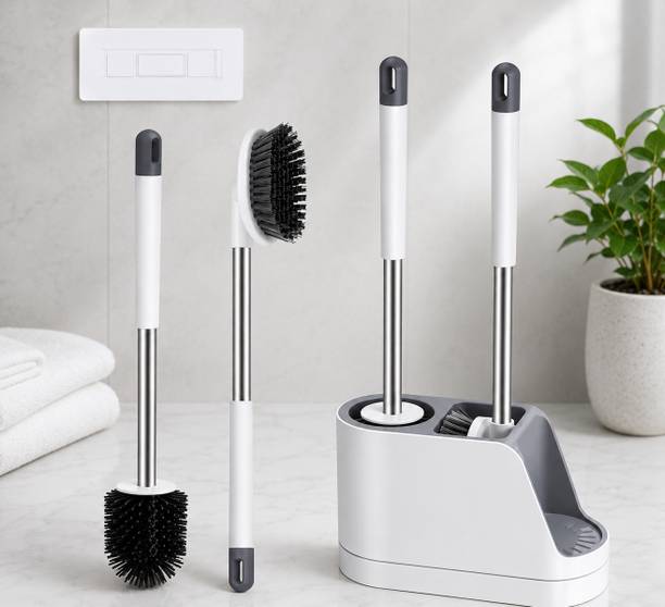 MOOKA Silicone Toilet Cleaning Brush Set with Drain Hol...