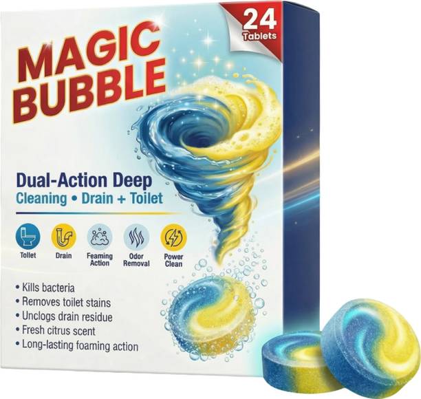 LUMAIRA Magic Bubble Dual-Action Cleaning Tablets | Toilet & Drain Cleaner Tablets Wipe Toilet Cleaner