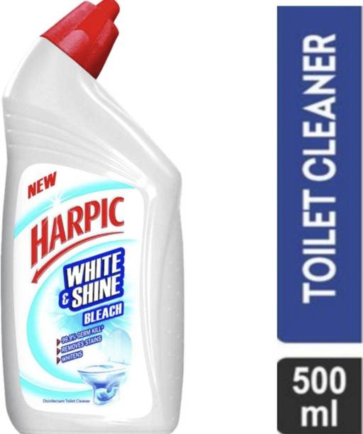 Harpic Disinfectant toilet cleaner, &amp;@ white &amp; shine bleach 500ml Liquid Toilet Cleaner
