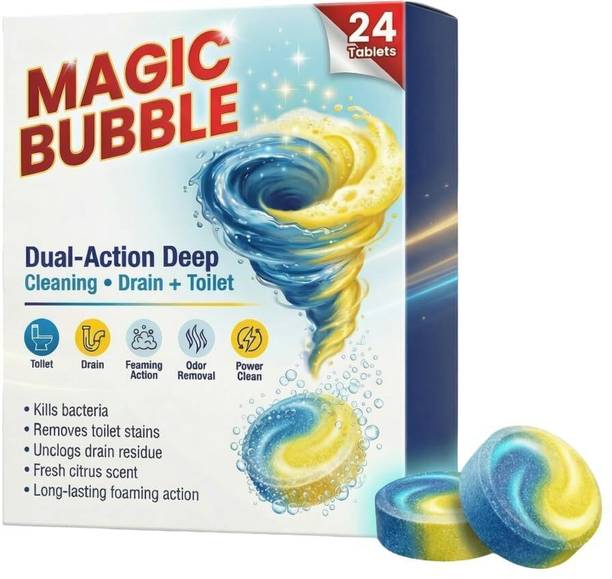 LUMAIRA Magic Bubble Drain & Toilet Cleaning Tablets Lemon Block Toilet Cleaner