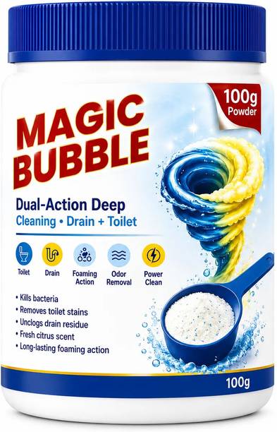 FLIXY Magic Bubble Drain & Toilet Cleaner Powder 100g | Deep Cleaning Formula Regular Powder Toilet Cleaner