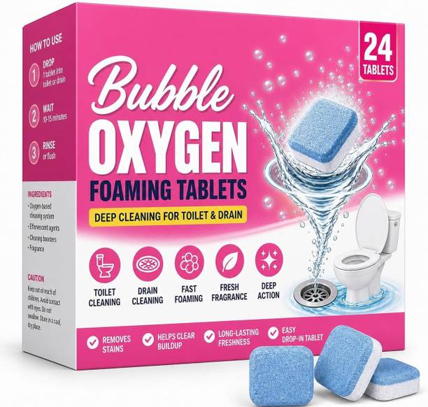 percher Magic Bubble Dual-Action Toilet & Drain Cleaning 24 Tablets Foaming Deep Clean Rim Block