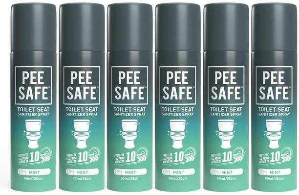 Pee Safe Toilet Seat Sanitizer Spray - Mint (50ml, Pack of 6) Mint Spray Toilet Cleaner