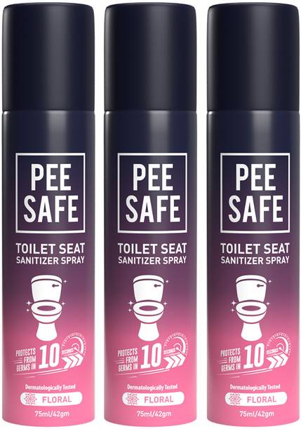 Pee Safe Toilet Seat Sanitizer (Floral) - Spray - Pack of 3, 75ml Floral Spray Toilet Cleaner