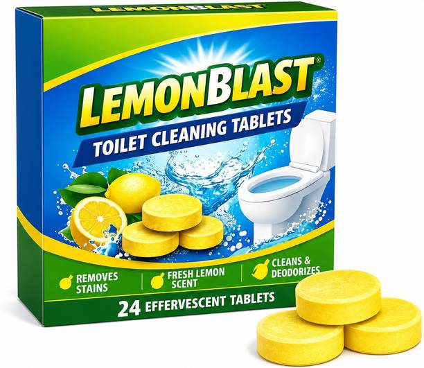 FLIXY LemonBlast Foaming Toilet Cleaning Tablets for Deep Stain Removal for Toilet Citrus Block Toilet Cleaner