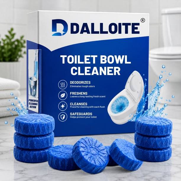 DALLOITE Toilet Bowl Cleaner Tablets – Pack of 10 | Deodorizes, Cleans with Every Flush| Lemon Block Toilet Cleaner