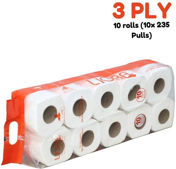 Liora Ultra-Soft, Highly Absorbent Toilet Rolls - 235 Pulls x 10 Rolls Toilet Paper Roll