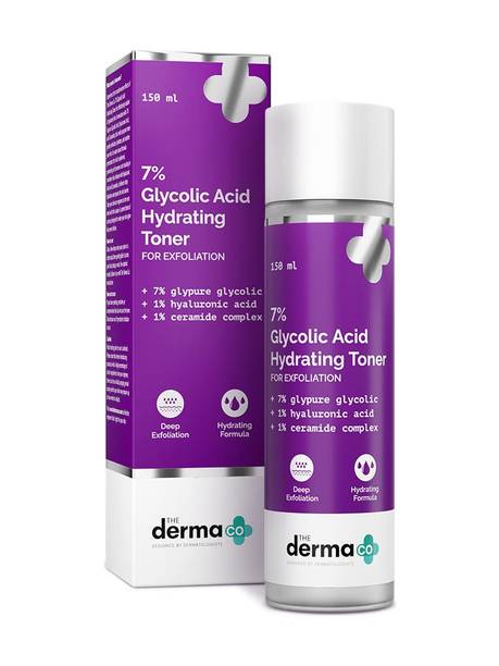 The Derma Co 7% Glycolic Acid Hydrating Toner-Glycolic Acid & Hyaluronic Acid For Exfoliation Men & Women