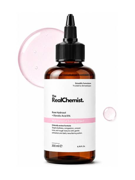 The Real Chemist 8% Glycolic Acid Toner For Glowing Skin | For Body, Face, & Scalp Men & Women Men & Women