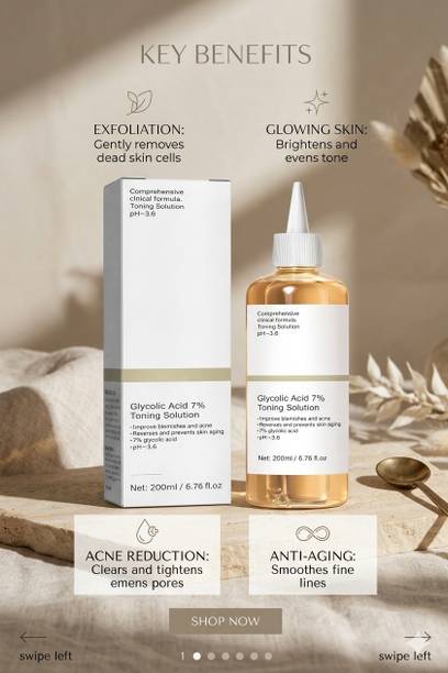 TOOVUS Exfoliating Glycolic Acid Solution for Smooth and Healthy Looking Skin Men & Women