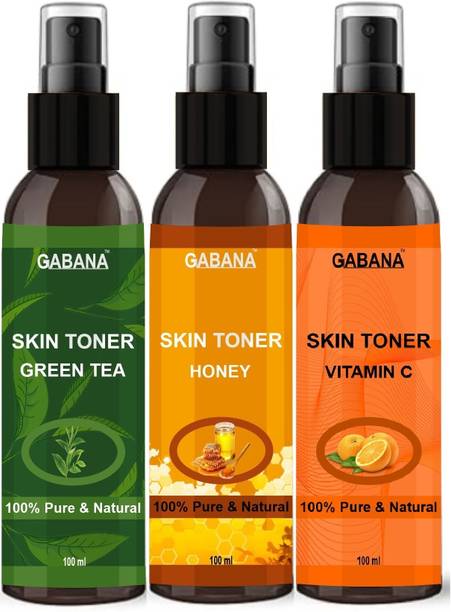 GABANA Green Tea, Honey & Vit C Toner | Brightening+Refining (100ml) Combo Pack of 3 Men & Women