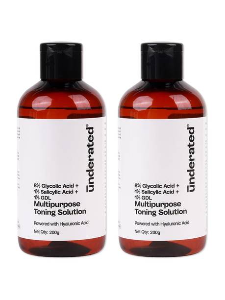 UNDERATED 8% GLYCOLIC ACID + 1% SALICYLIC ACID + 1% GDL MULTIPURPOSE TONING SOLUTION Men & Women