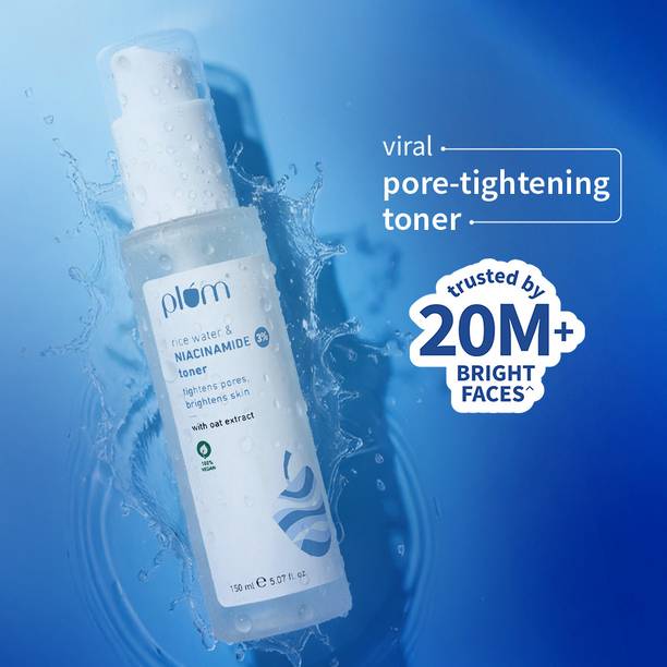 Plum 3% Niacinamide & Rice Water Alcohol-Free Toner, Tightens Pores, Brightens S