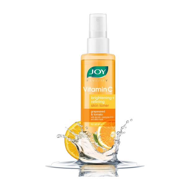 Joy Vitamin C & Natural AHA | Brightening + Refining Toner | With Grapeseed and Tomato | Glycolic Coenzyme Q10 and Witch Hazel | 100% Vegan | Alcohol, Sulphate & Paraben Free Men & Women