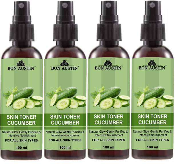 Bon Austin Cucumber Toner Refreshing Face Mist & Toner for Hydrating Skin (100ml) Pack of 4 Men & Women
