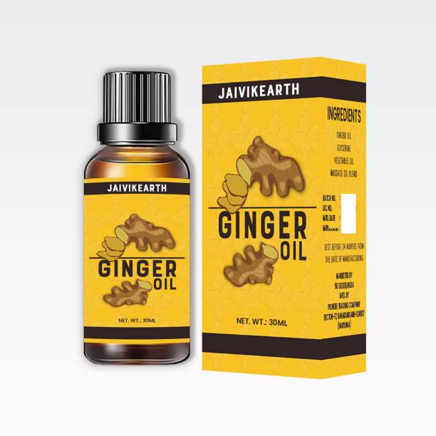 JaivikEarth Belly Drainage Ginger Oil, Ginger Massage Oil, Lymphatic Drainage Ginger Oil Men &amp; Women