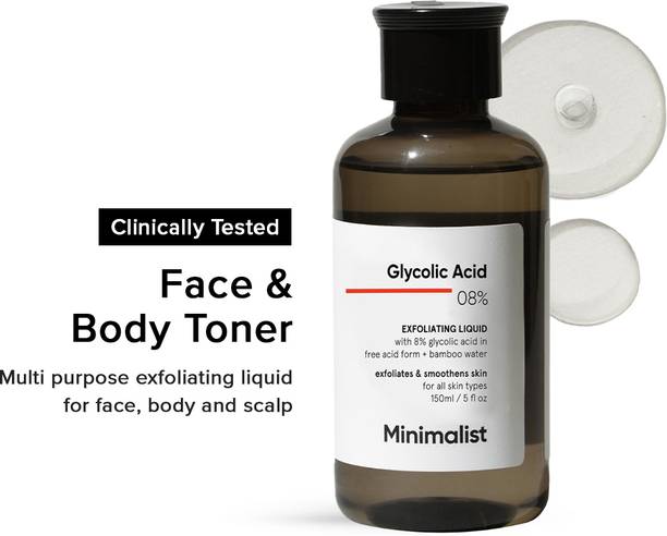 Minimalist 8% Glycolic Acid Toner For Glowing Skin | For Body, Face, & Scalp Men & Women