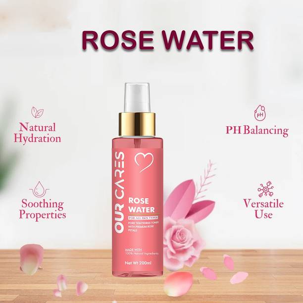 Ourcares Natural Rose Water | Face Mist and Toner for Brighter and Hydrated Skin Men & Women