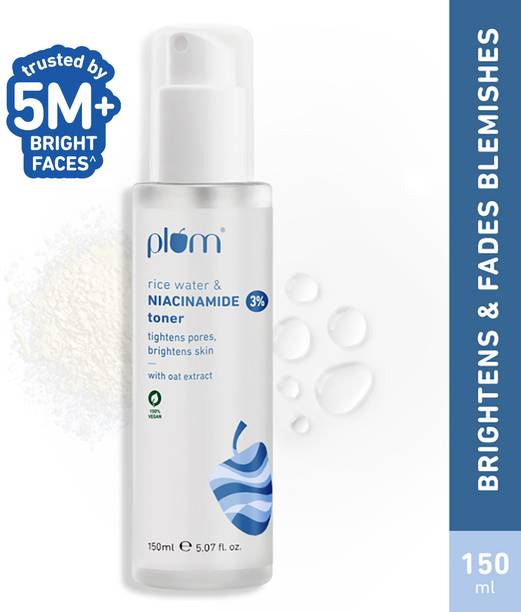 Plum 3% Niacinamide & Rice Water Alcohol-Free Toner, Tightens Por