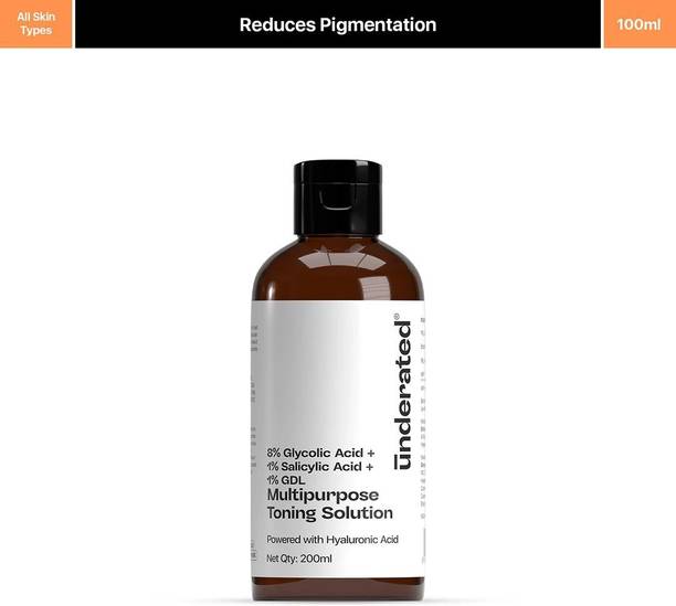 UNDERATED 8% GLYCOLIC ACID + 1% SALICYLIC ACID + 1% GDL MULTIPURPOSE TONING SOLUTION Men & Women