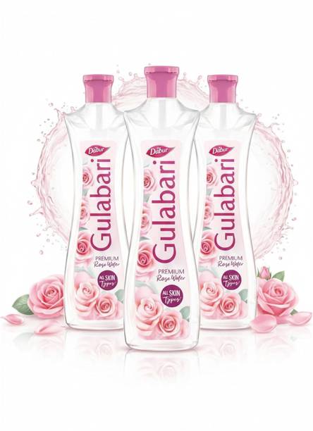 Dabur Gulabari Premium Rose Water Cleanses, Hydrates & Moisturises Skin pack of 3 Men & Women