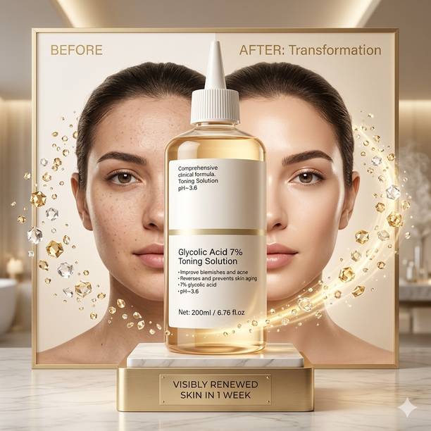 TOOVUS Glycolic Acid Toner for Blackheads, Acne Scars & Rough Skin Texture Men & Women