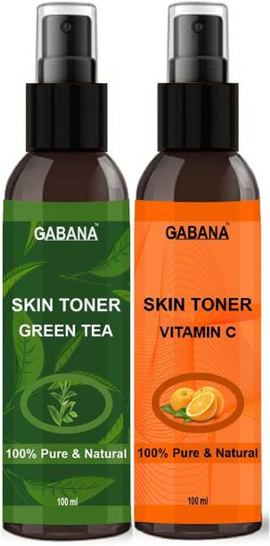 GABANA Green Tea & Vitamin C Skin Toner Clears & Tightens Pores (100ml) Combo Pack of 2 Men & Women