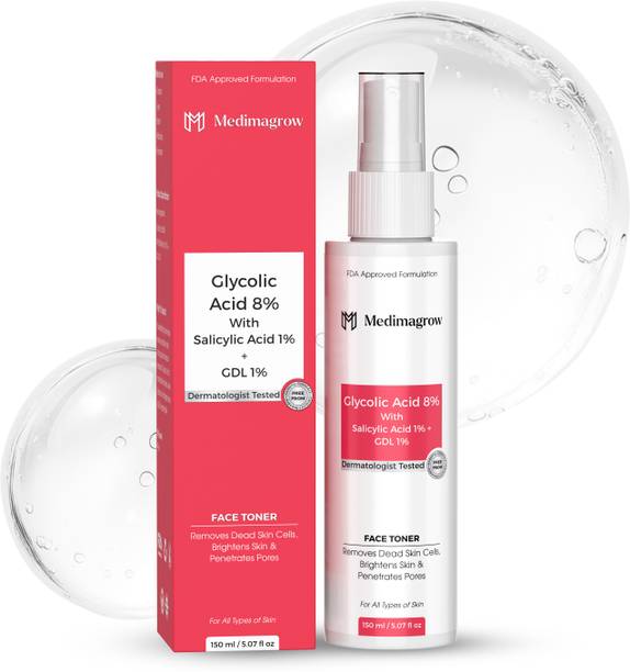 Medimagrow FACE Toner with Glycolic 8% and Salicylic 1% Acid for Glowing Skin Men & Women