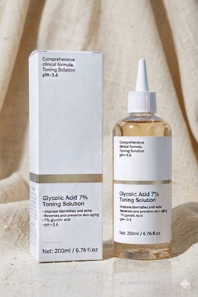 TOOVUS Glycolic Acid 7% Skin Brightening Toner for Daily Exfoliation and Glow 200ml Men & Women