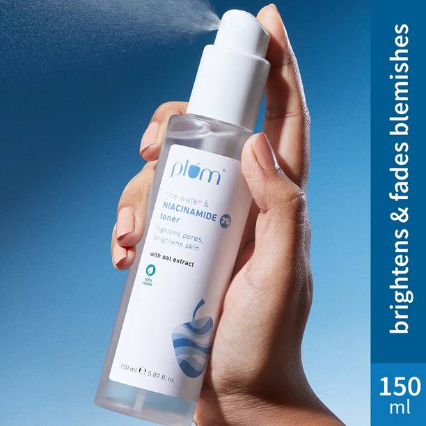 Plum 3% Niacinamide & Rice Water Alcohol-Free Toner, Tightens Pores, Brightens Skin Men & Women