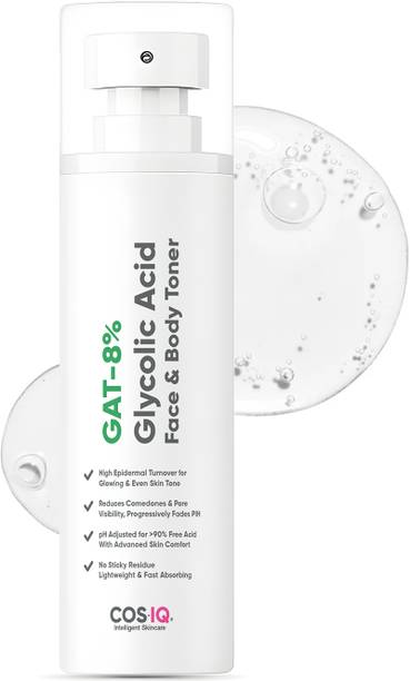 Cos-IQ GAT-8% Glycolic Acid Face Toner with Cucumber Extract For Glowing Even Skin Tone Men & Women