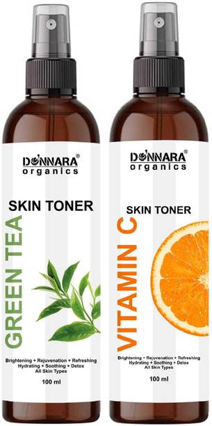 DONNARA organics Green Tea & Vitamin C Face Mist & Toner for Hydrating Skin (100ml) Combo of 2 Men & Women