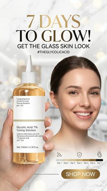 TOOVUS Glycolic Acid Skin Clarifying Toner for Oily and Acne Prone Skin Men & Women