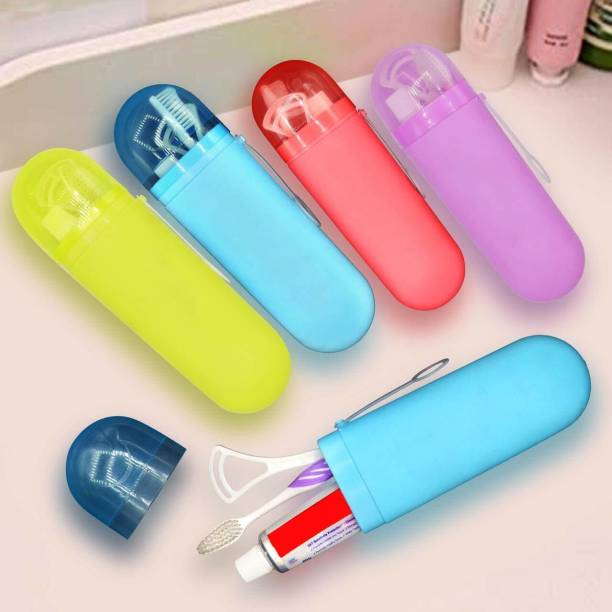 rushabh collections Plastic Travel Toothpaste/Toothbrush Holder Box (2 Pcs) Polypropylene Toothbrush Holder