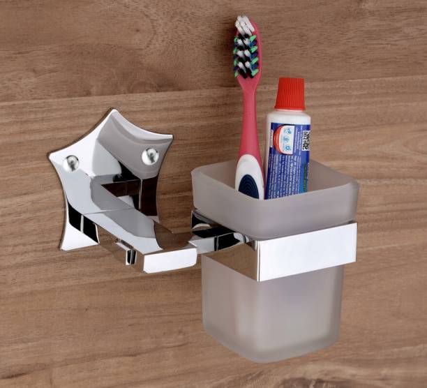 GRIVAN Heavy duty Glass Tumbler Holder / Premium Bathroom Accessories Stainless Steel, Glass Toothbrush Holder