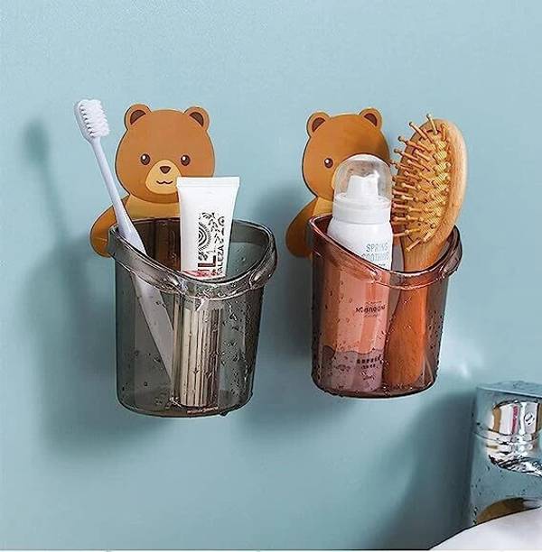 WebDealz Self-Adhesive Teddy Design Stand for Brush,Paste, Comb, Brush, Cream etc x2.1245