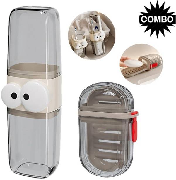 ZORIADA Portable Toothbrush holder & Travel Soap Case Mini Leakproof Soap Holder Plastic Toothbrush Holder