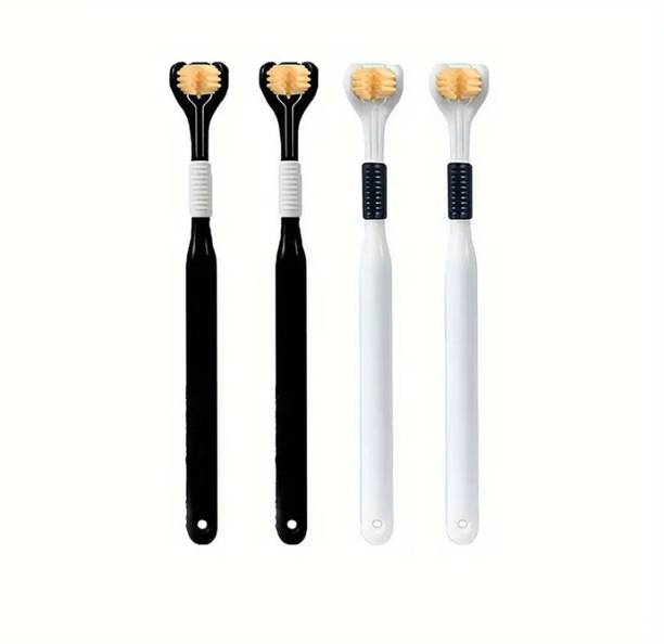 Jaravik 3-Sided Triple Angle Soft Bristle Toothbrushes For Complete Teeth And Gum Care Soft Toothbrush