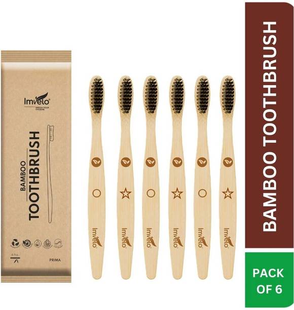 IMVELO Bamboo Toothbrush with Charcoal Activated Soft B...
