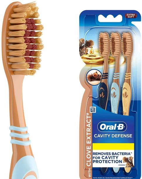 Oral-B OralB Cavity Defense Bamboo Charcoal Toothbrush Pack Of 3 Soft Bristles Extra Soft Toothbrush