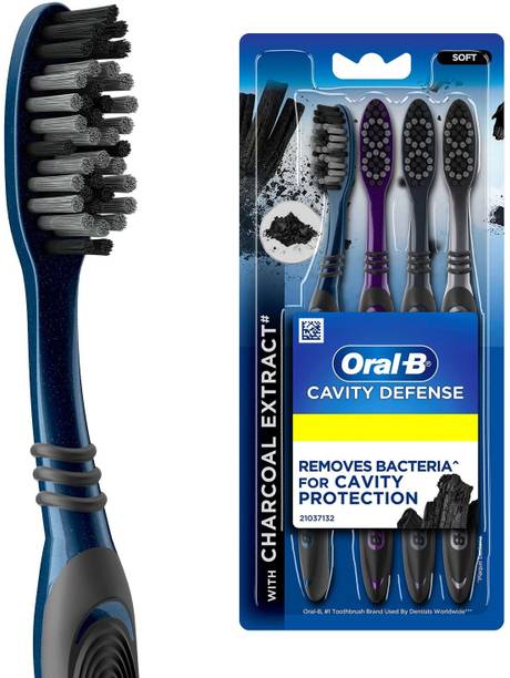 Oral-B Cavity Defense Charcoal, Value Pack of 4 Soft Toothbrush