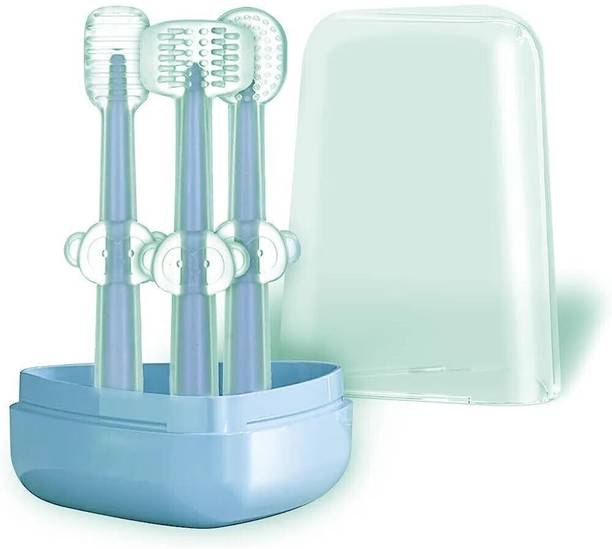 Lifekrafts Toothbrush Oral Care Set Tongue Brush Silicone Brush with Holder for 0-18 Months Soft Toothbrush