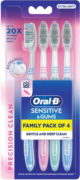Oral-B Precision Clean Sensitive,Pack of 4, Gentle on Gums Extra Soft Toothbrush