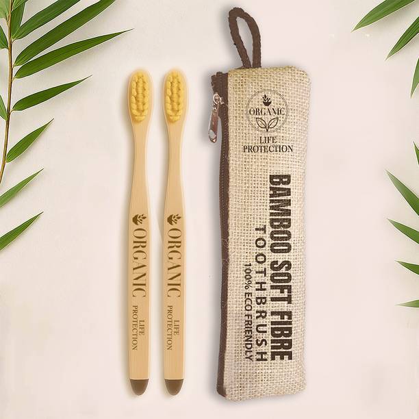 LIFE PROTECTION Organic Bamboo Toothbrush For adults wi...