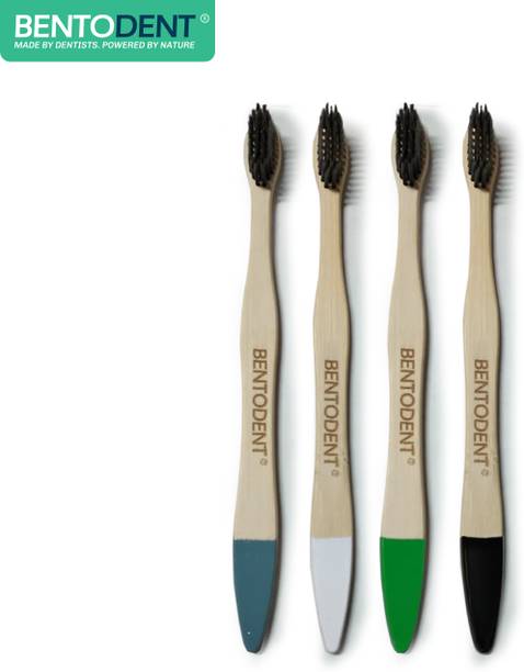 bentodent Charcoal Bamboo Toothbrush Adults Slim Teeth Whitening Soft Toothbrush
