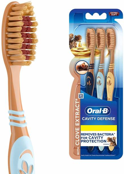 Oral-B Cavity Defense Clove, Value pack of 4, Multicolour Extra Soft Toothbrush