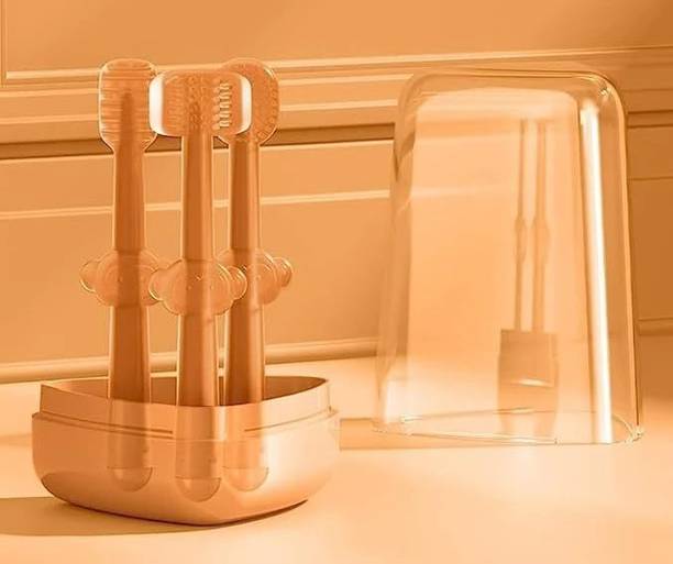 Lifekrafts Silicone Tongue Cleaner With Brushses Holder Case, 360° Toothbrush For Oral Care Soft Toothbrush