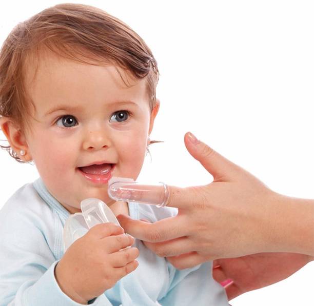 KOTLEY Baby Finger Tooth Brush with Holder (Kids Toothbrush; Non-Toxic odorless Ultra Soft Toothbrush