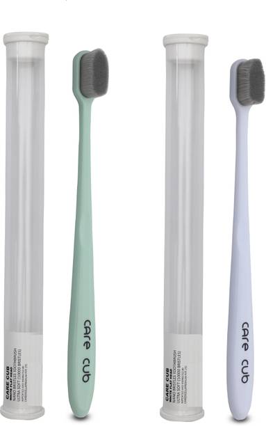 CARE CUB Green & White Flat Nano10000 Bristle BPA Free ...