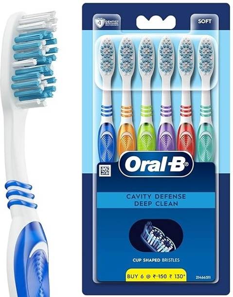 Oral-B Cavity Defense, Value Pack of 6, Multicolor Soft Toothbrush